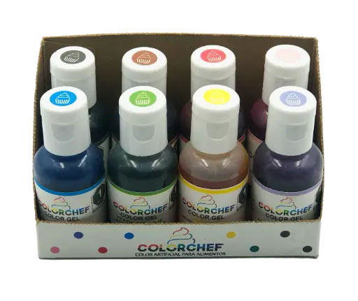 [75250] COLORCHEF GEL JUEGO 8 COLORES 20 ML